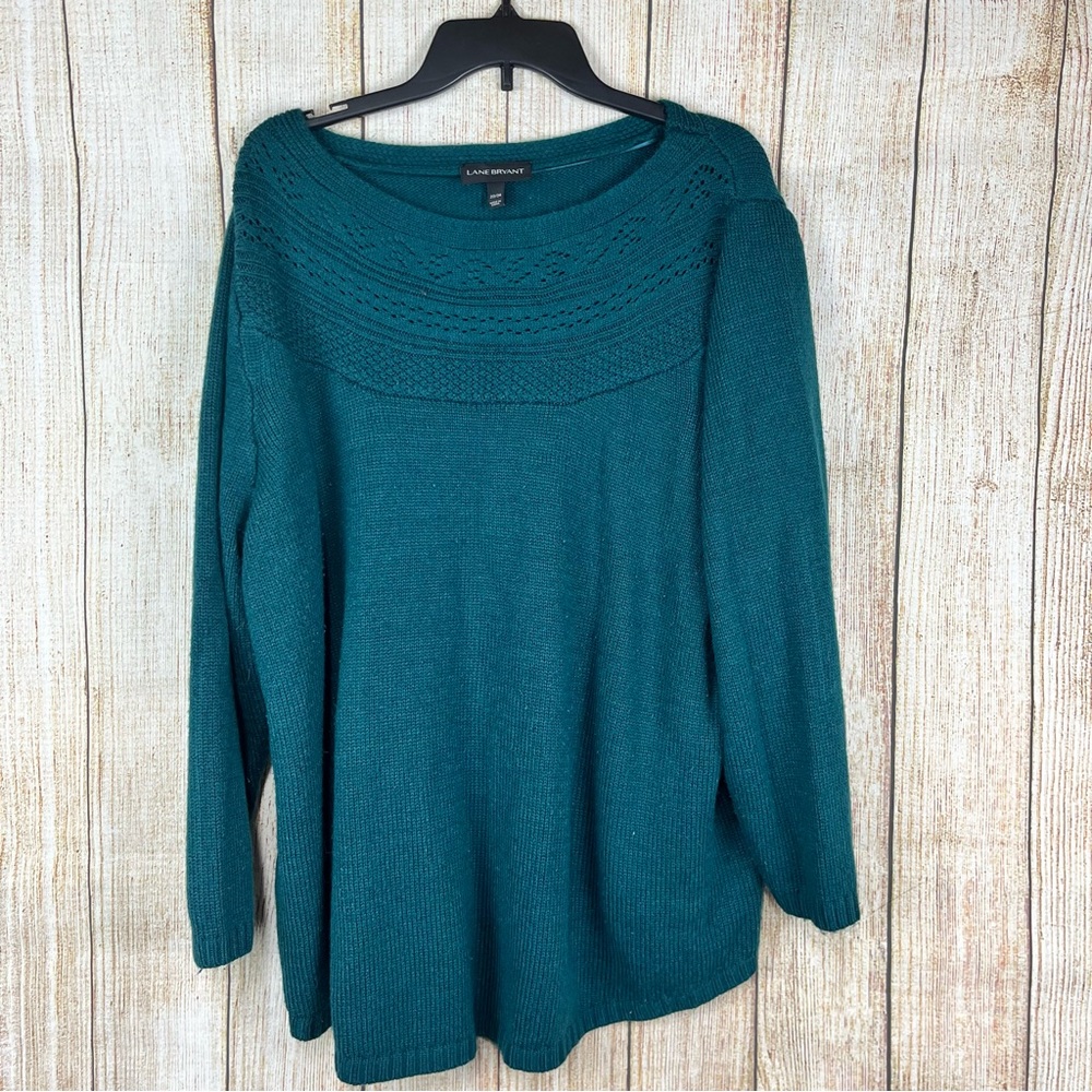 Lane Bryant Womens 3/4 Sleeve Sweater Teal 22/24